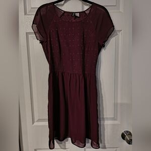 Divided H & M Sz 10 Mini Burgundy Dress
